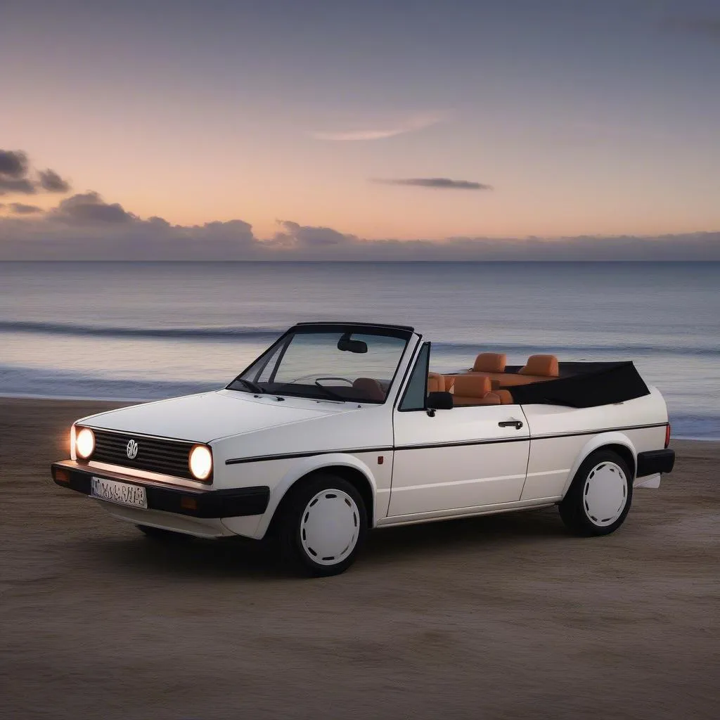 VW Golf 2 Cabrio im Sonnenuntergang