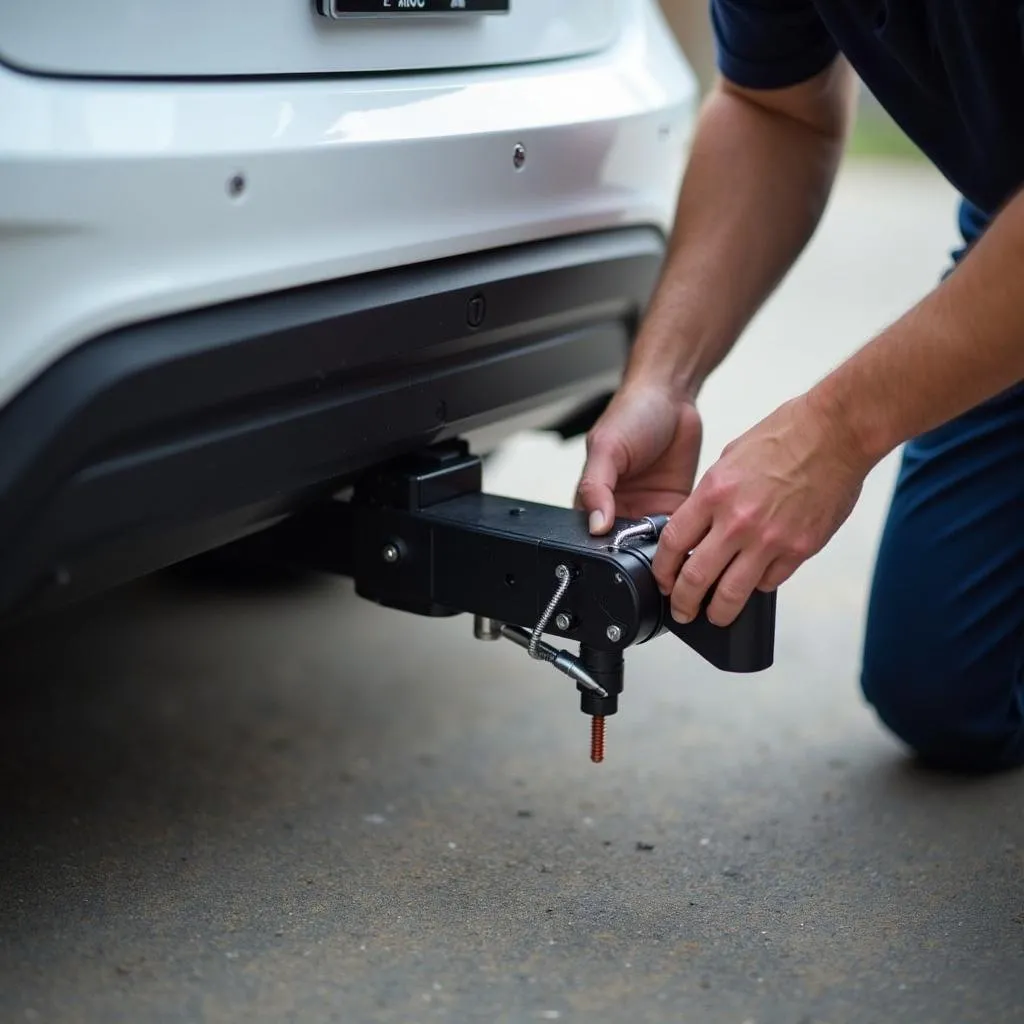 Montage einer Anhängerkupplung an einem Elektroauto