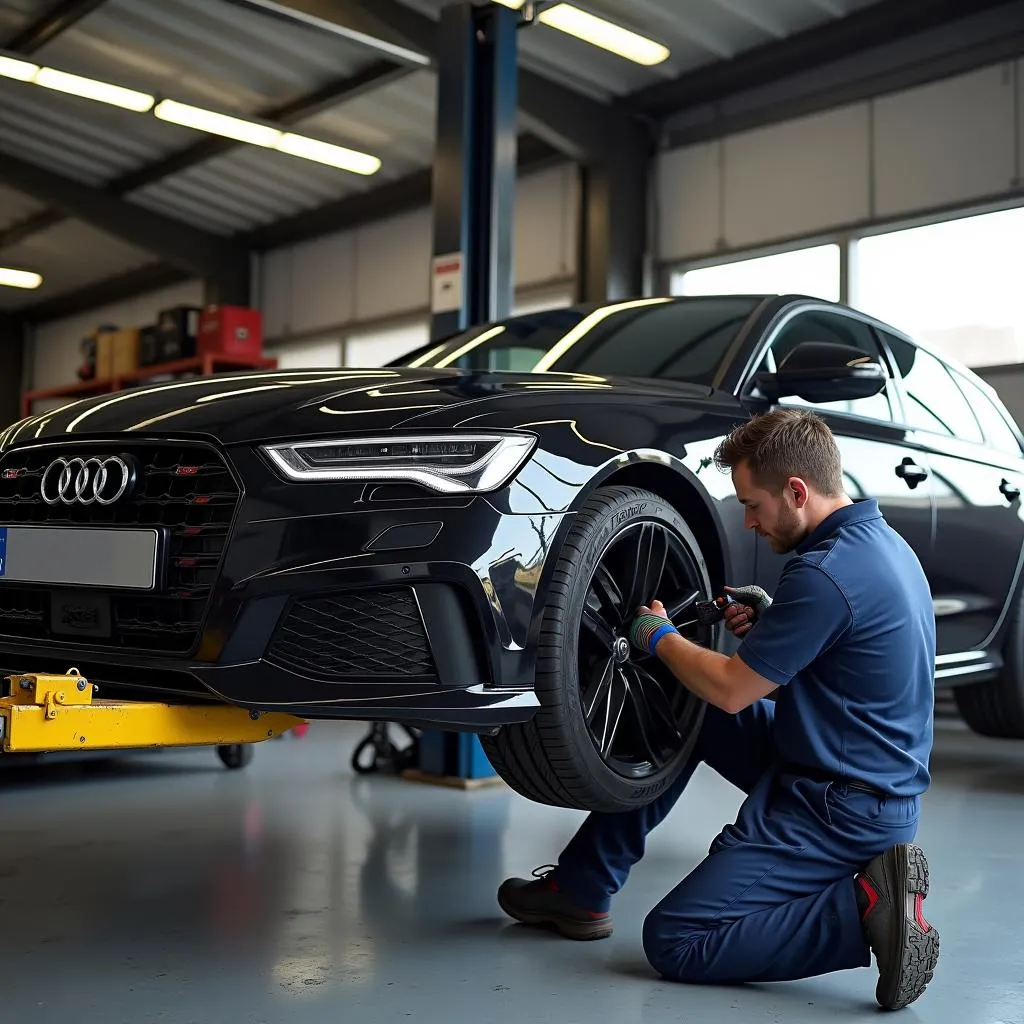 Montage eines Gewindefahrwerks an einem Audi A6 4F