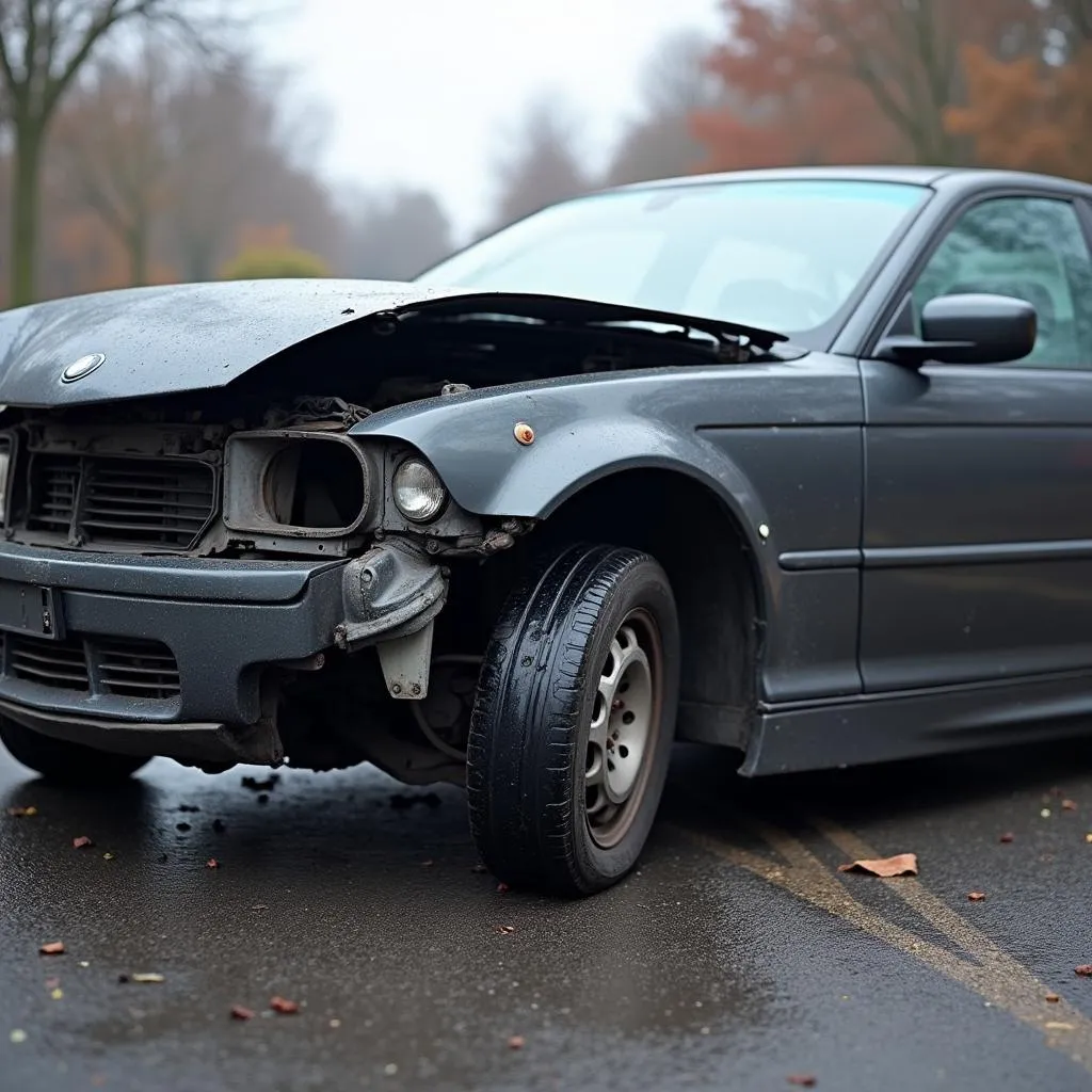 Ein Auto hatte einen Unfall aufgrund von Bremsversagen