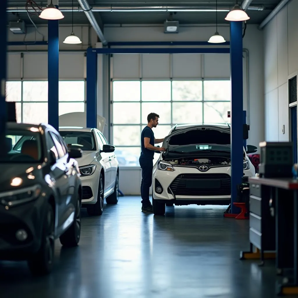 Professionelle Autoreparatur in der Werkstatt