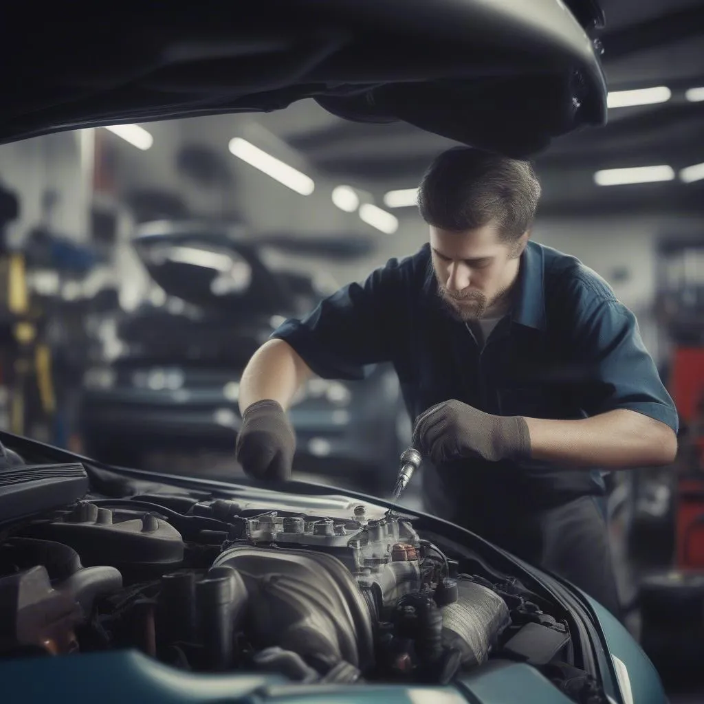 Automechaniker repariert ein Auto