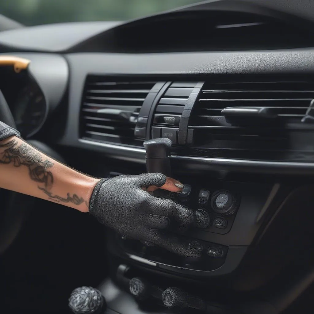 Car dashboard cleaning