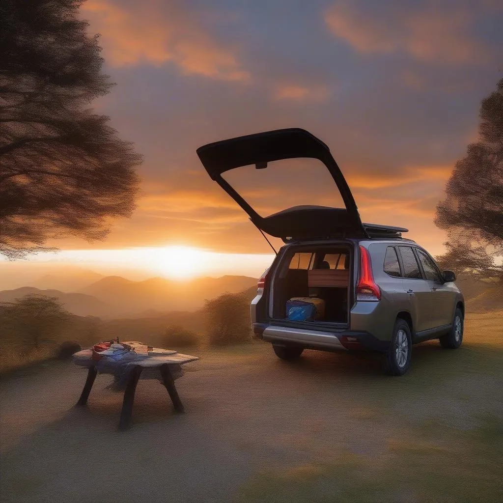 Carcamping bei Sonnenuntergang