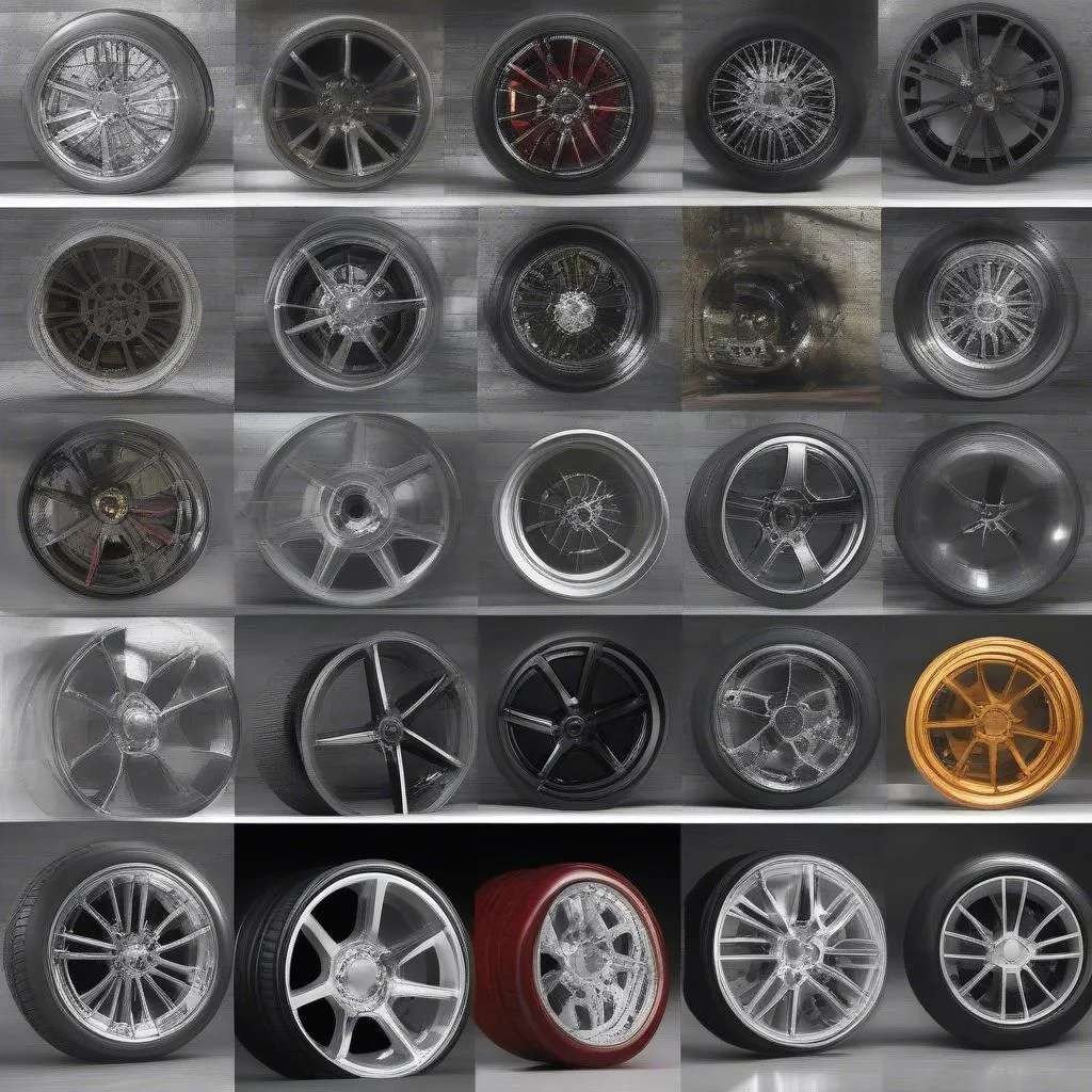 different types of car wheels on a car