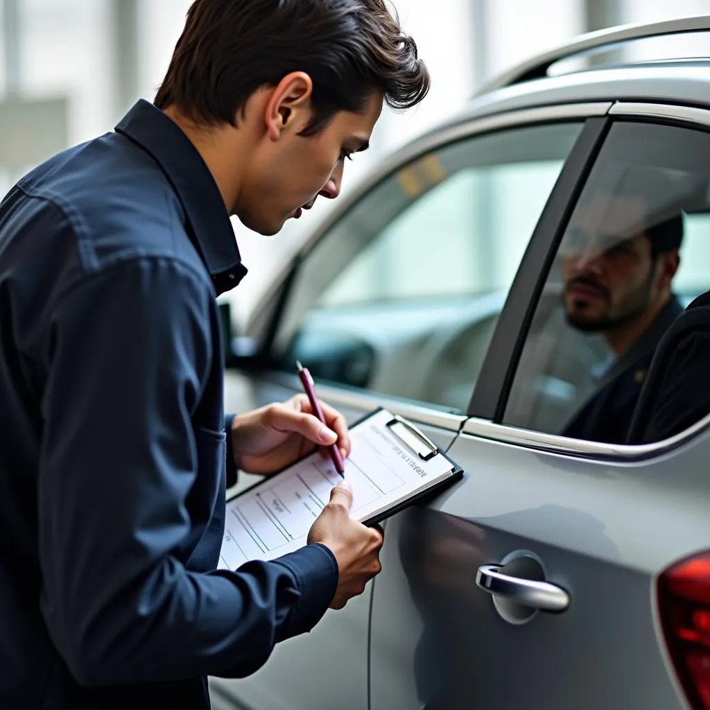 Fahrzeugprüfung bei der Sixt Leasingrückgabe