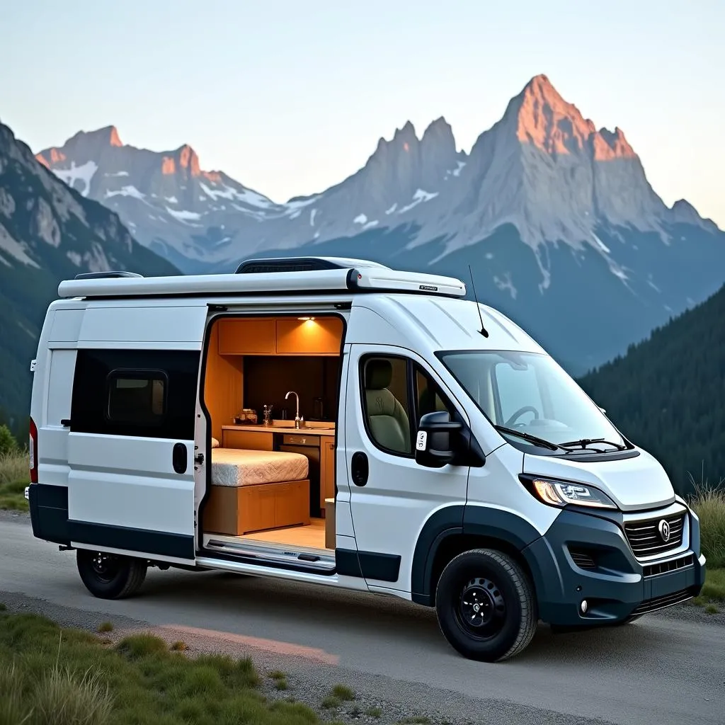 Fiat Ducato Wohnmobil vor Bergpanorama