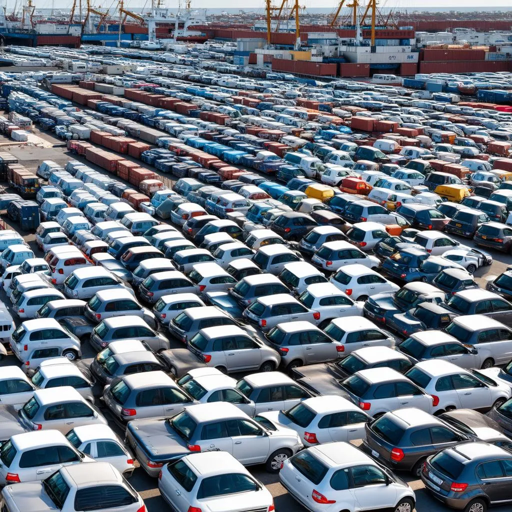 Gebrauchte Autos im Hafen