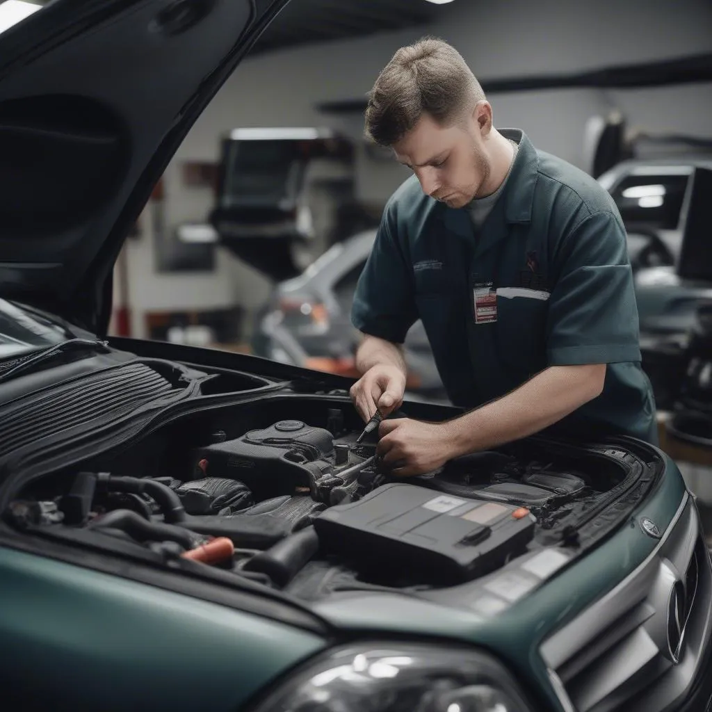 Mercedes-Benz Mechaniker bei der Arbeit