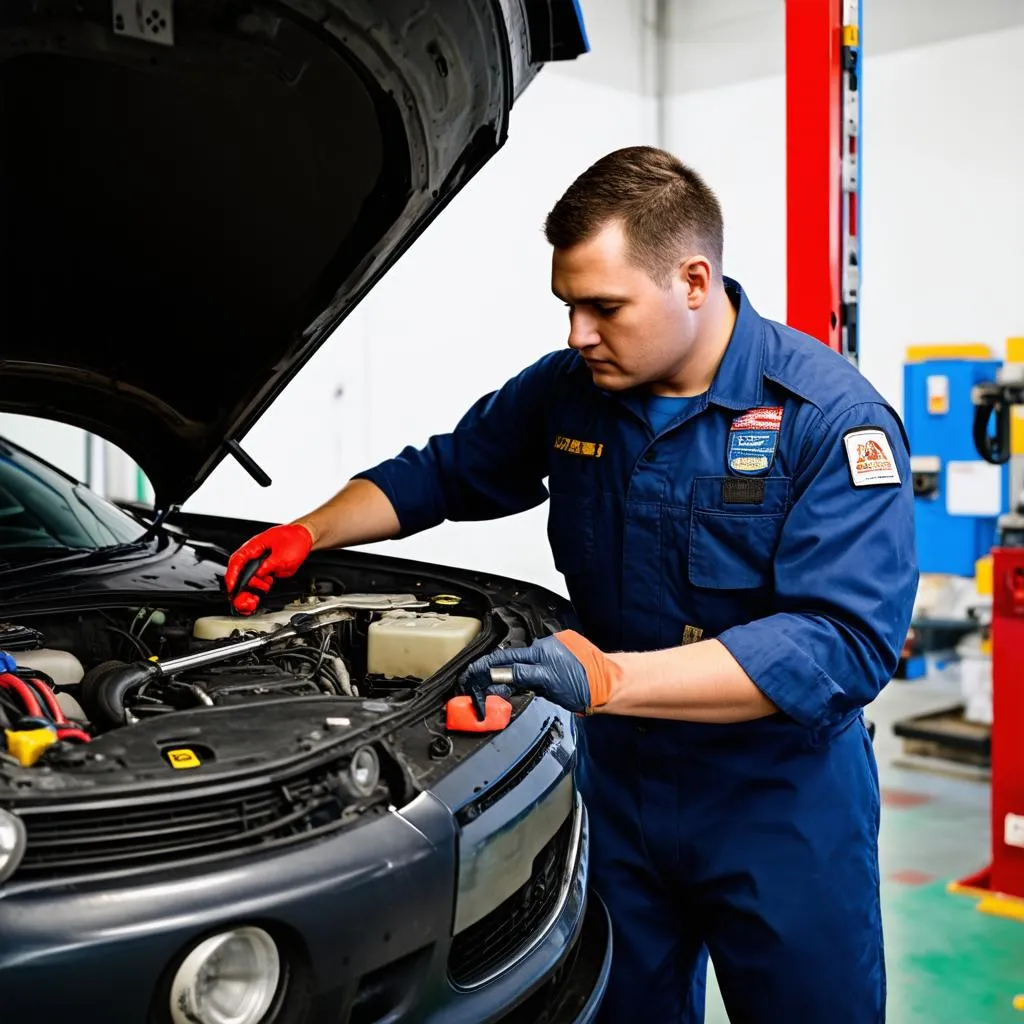 Automechaniker bei der Arbeit