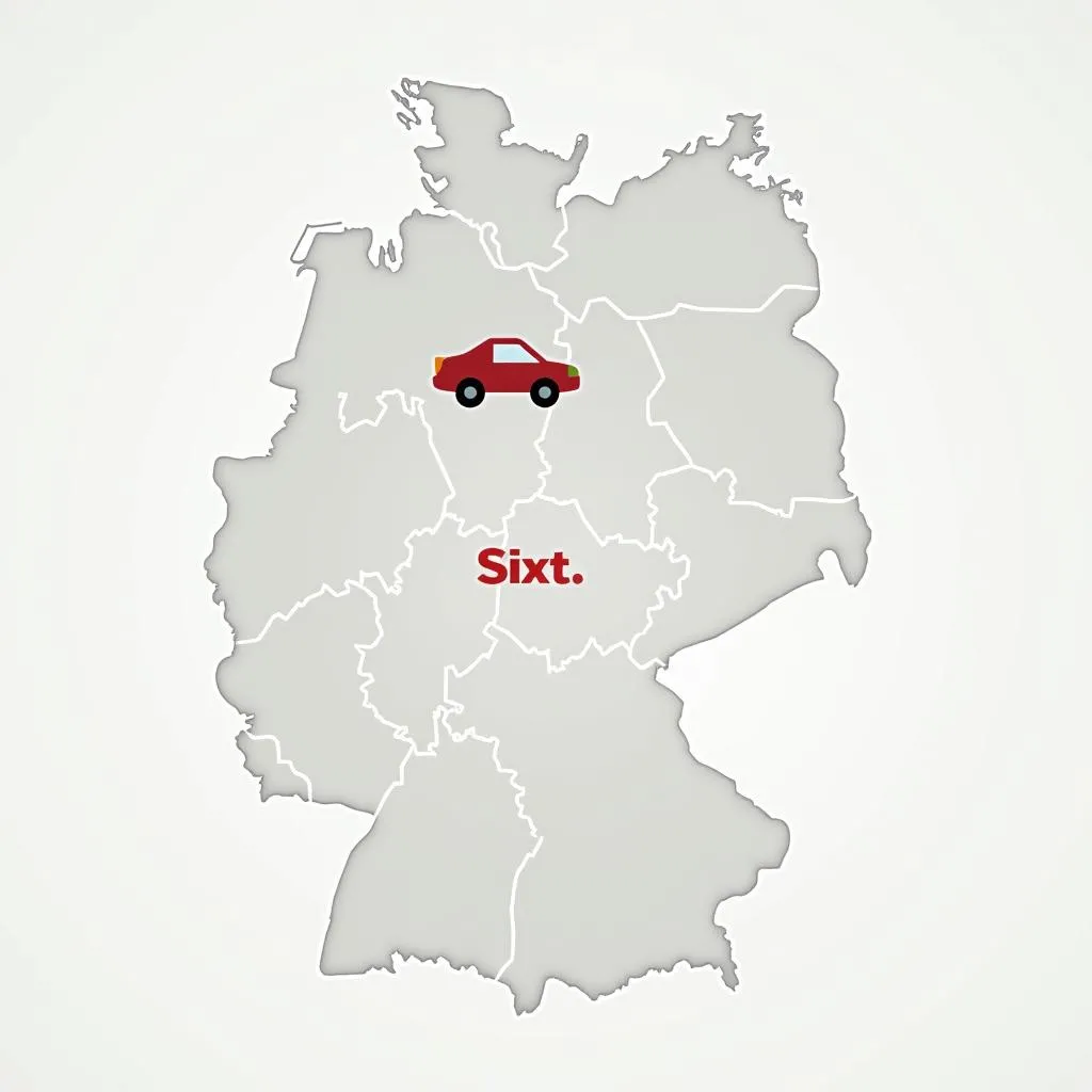 Karte von Deutschland mit Sixt Auto und unbegrenzten Kilometern