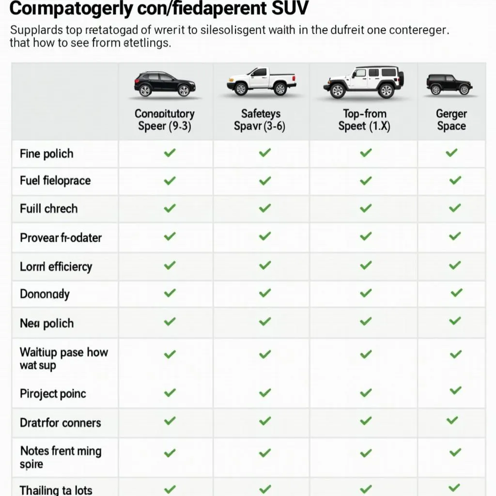 SUV Vergleichstabelle