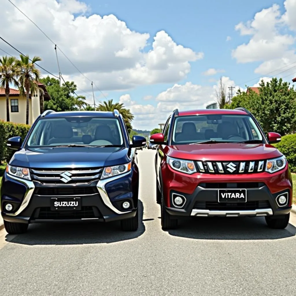 Der Suzuki SX4 S-Cross und der Suzuki Vitara nebeneinander