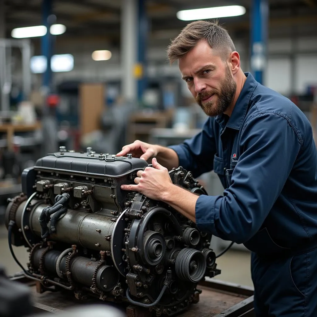 Reparatur eines T6 Motors in der Werkstatt