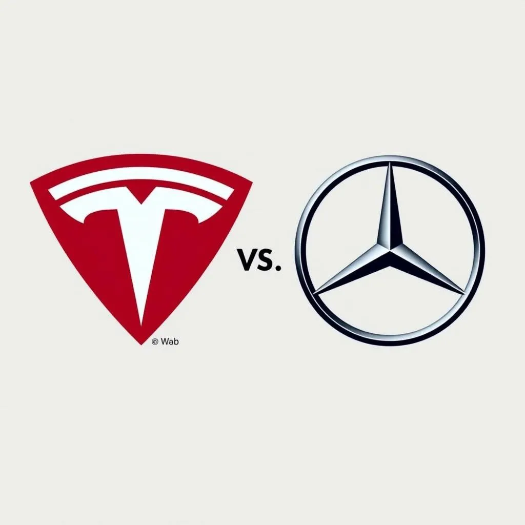 Tesla- und Mercedes-Benz-Logos