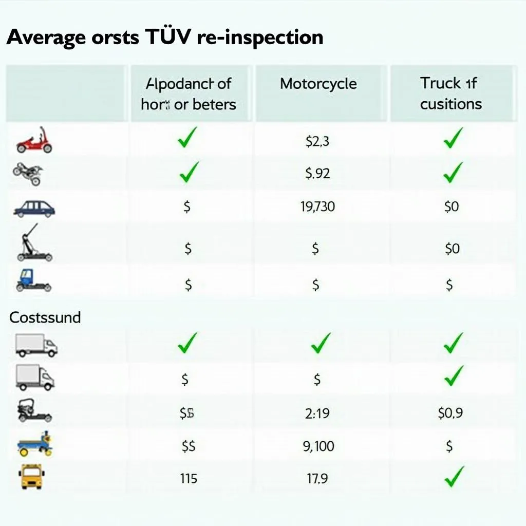 TÜV Nachprüfung Kosten nach Fahrzeugtyp