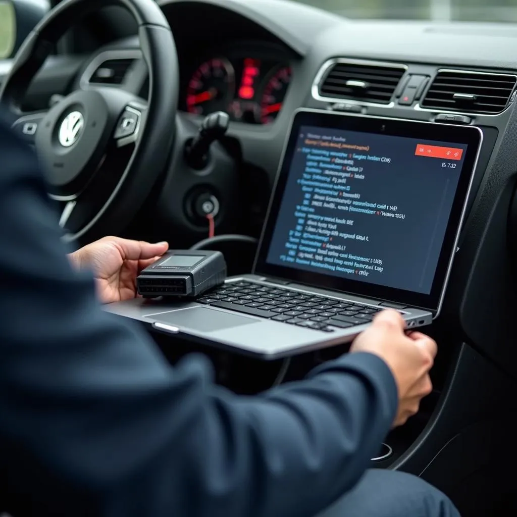 Computergestützte Fahrzeugdiagnose bei einem Volkswagen