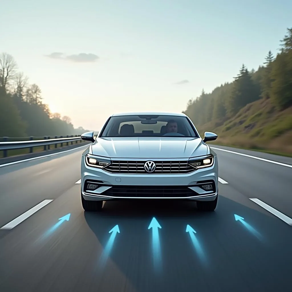 VW mit Travel Assist auf der Autobahn