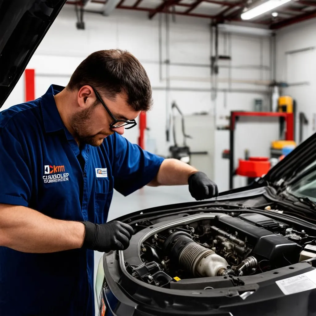 Automechaniker in einer Werkstatt