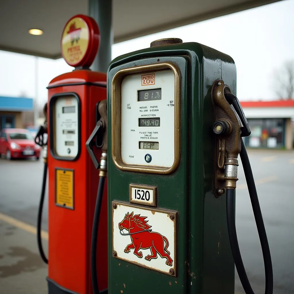 Zweitakt-Zapfsäule an einer Tankstelle