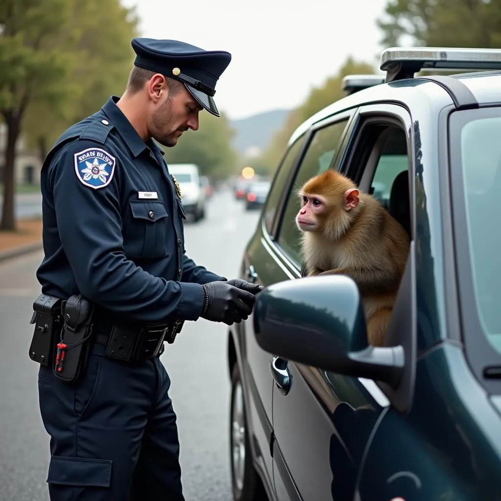 Polizei stoppt Auto mit Affe