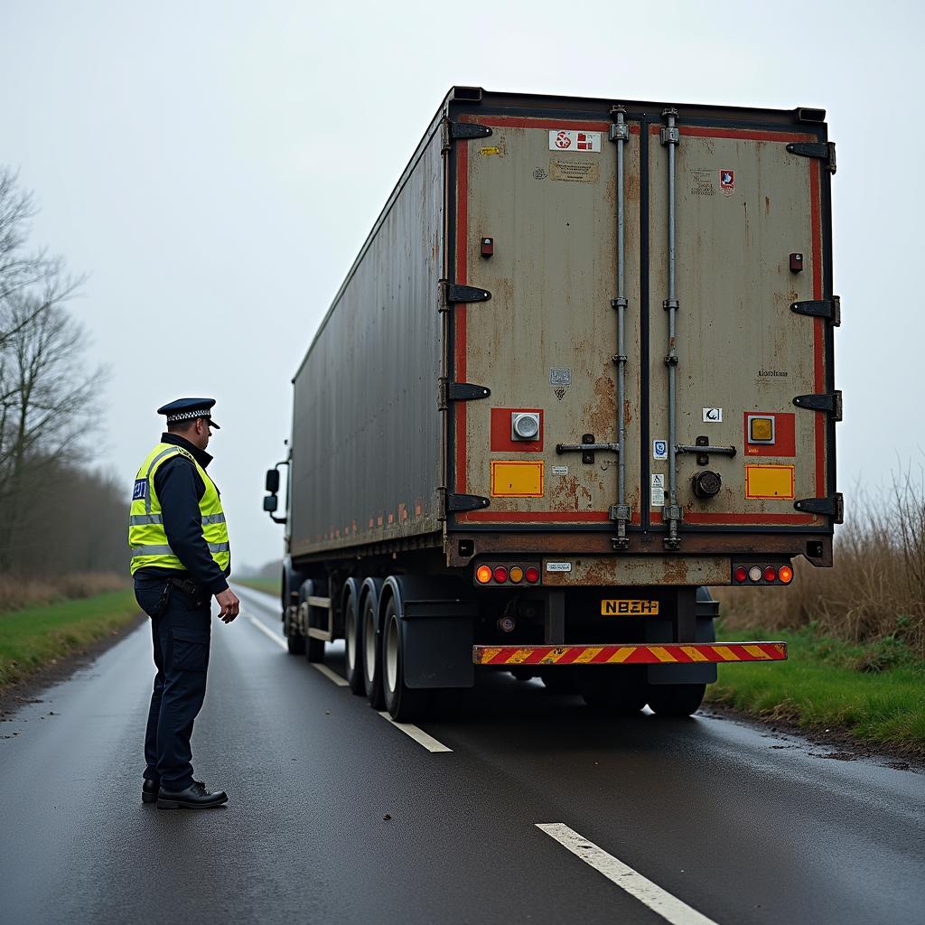 Überladener Anhänger Polizeikontrolle