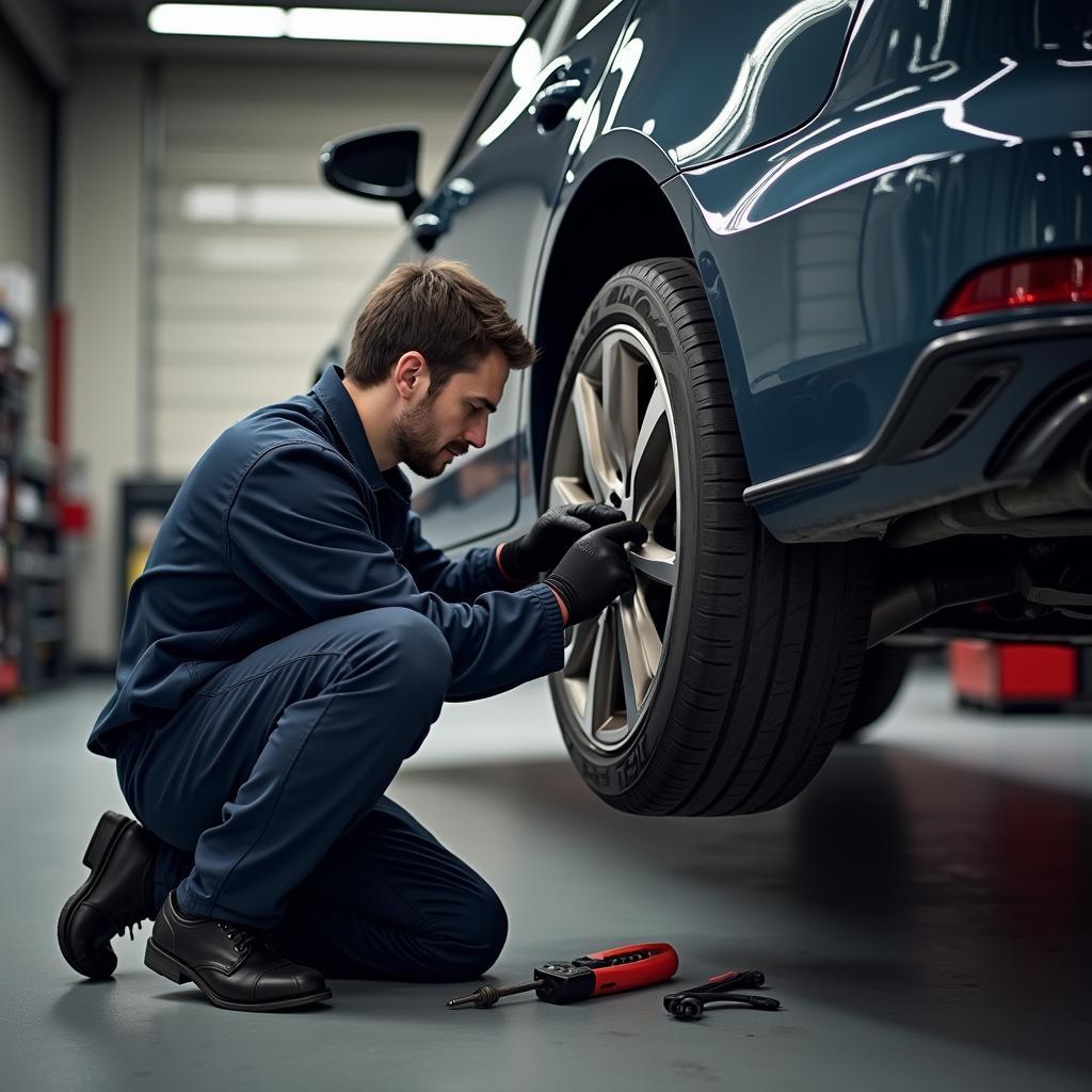 Reparatur eines Auspuffs an einem Audi A3 8P