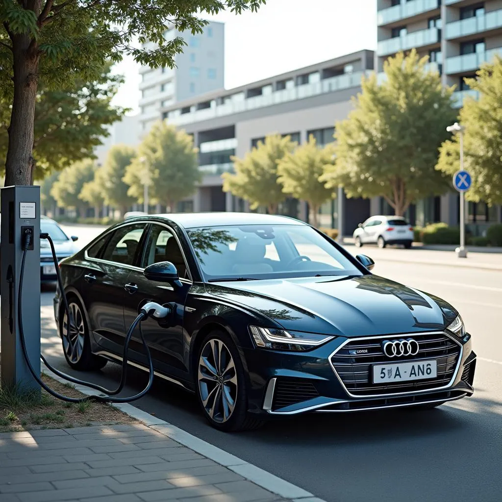 Audi A6 55 TFSI e am Ladepunkt