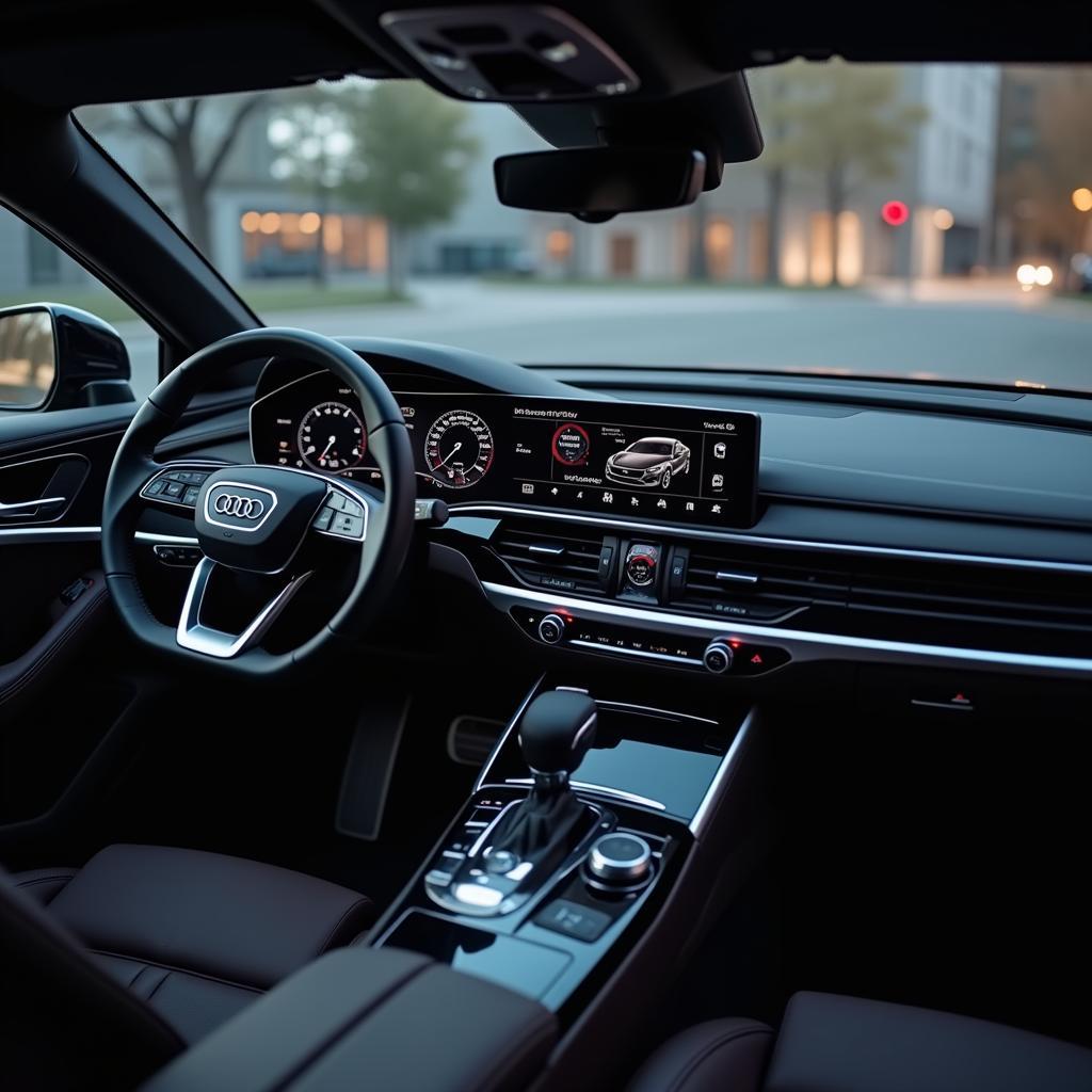 Nahaufnahme des digitalen Armaturenbretts im neuen Audi A8