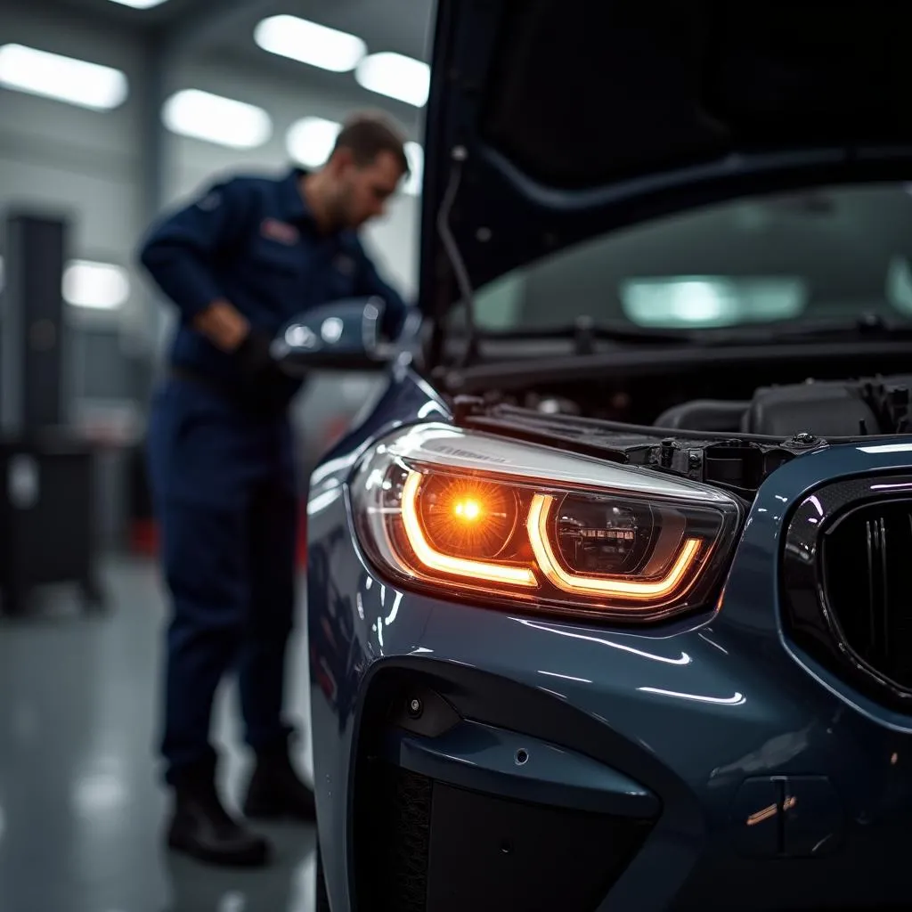 Auto in Werkstatt zur TÜV Vorbereitung