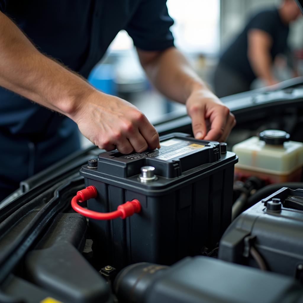 Einbau einer Autobatterie