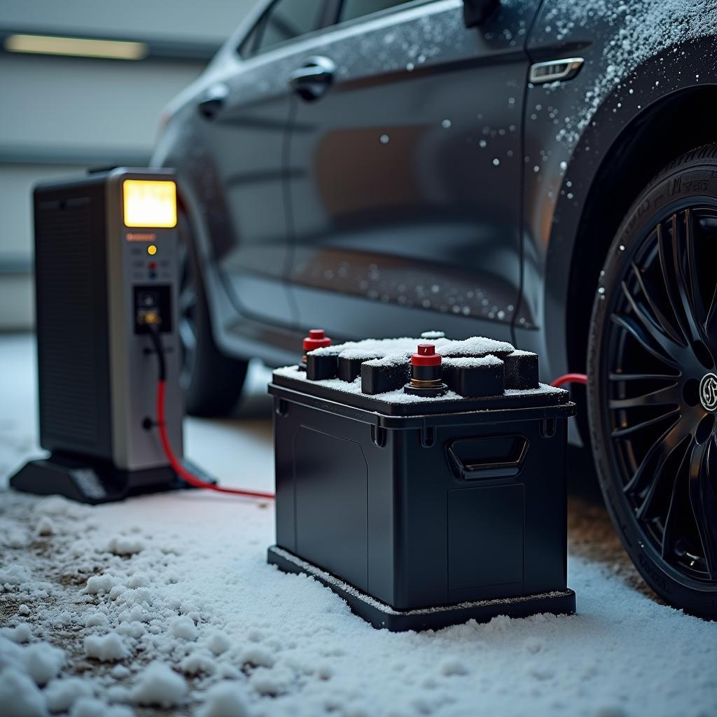 Autobatterie laden in kalter Garage