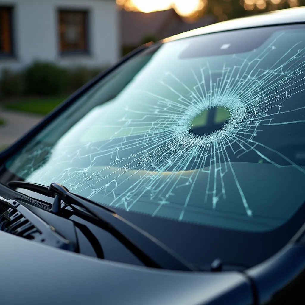 Beschädigte Windschutzscheibe eines Mercedes-Benz