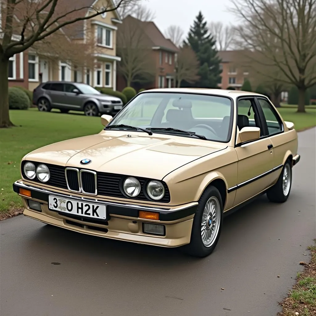 Klassischer BMW E30 in Beige