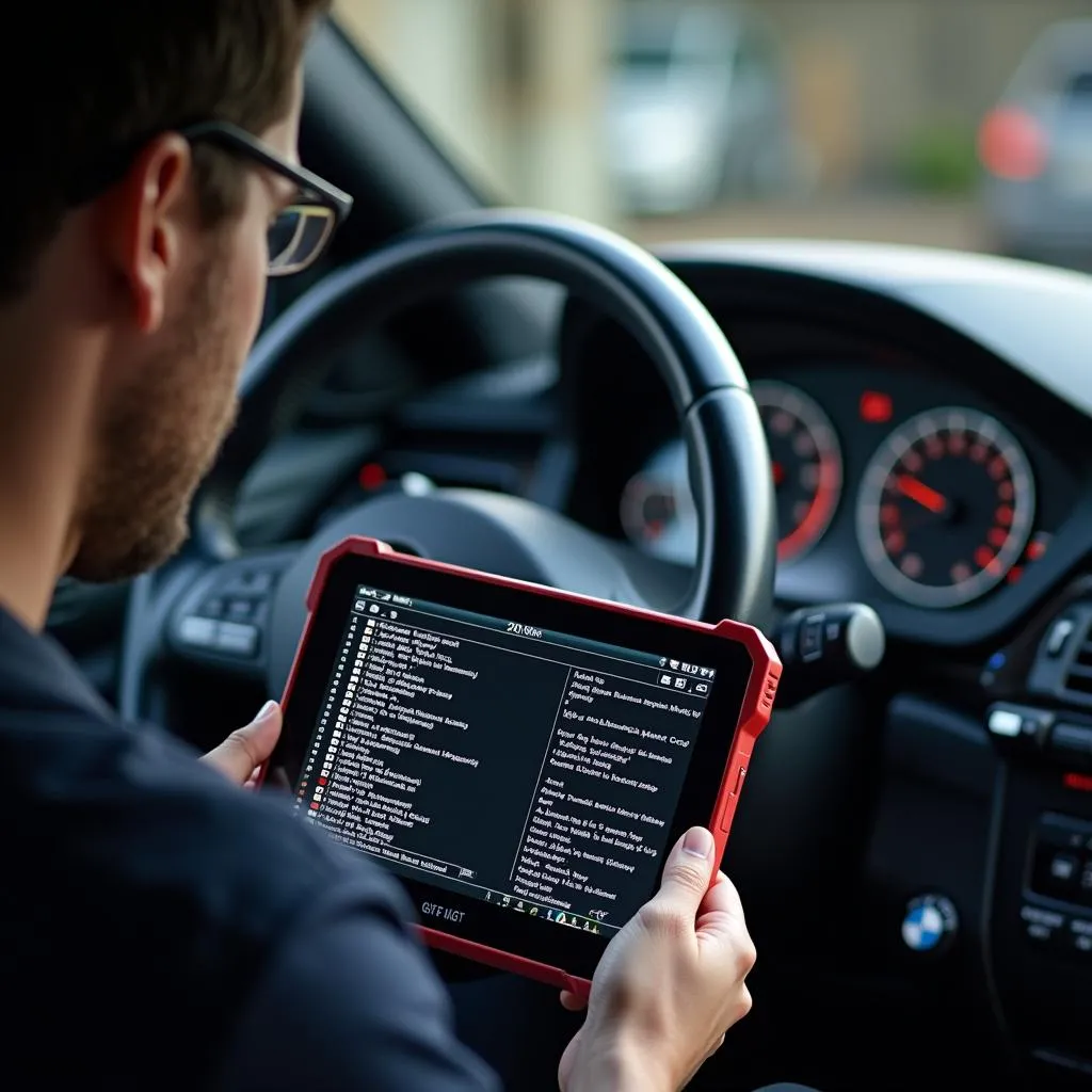 Fahrzeugdiagnose am BMW mit Laptop und OBD-Schnittstelle