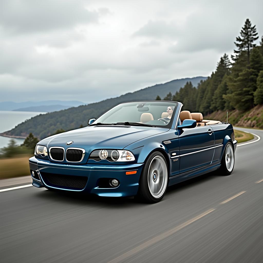 BMW E93 Cabrio mit offenem Verdeck auf der Straße