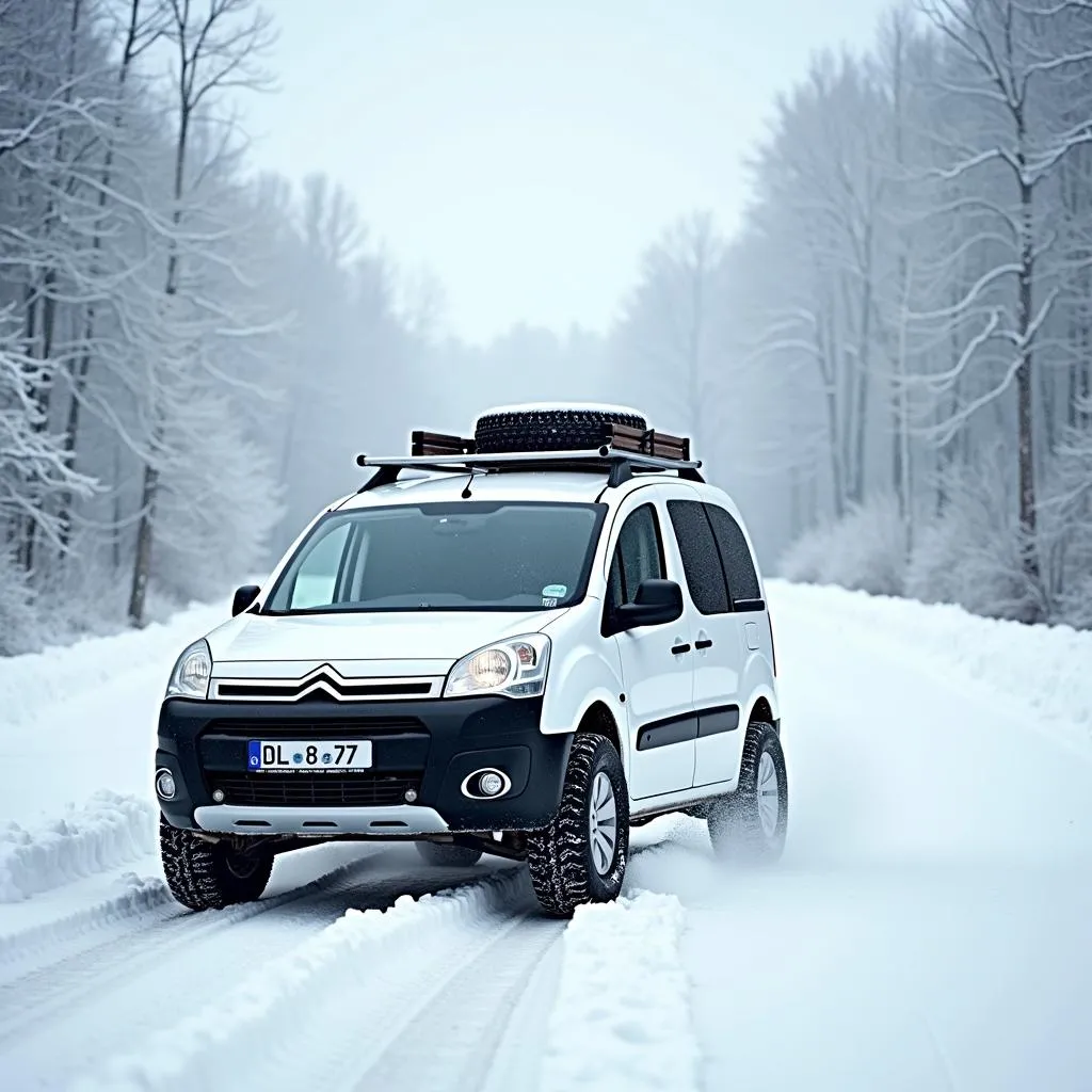 Citroën Berlingo Allrad auf schneebedeckter Straße