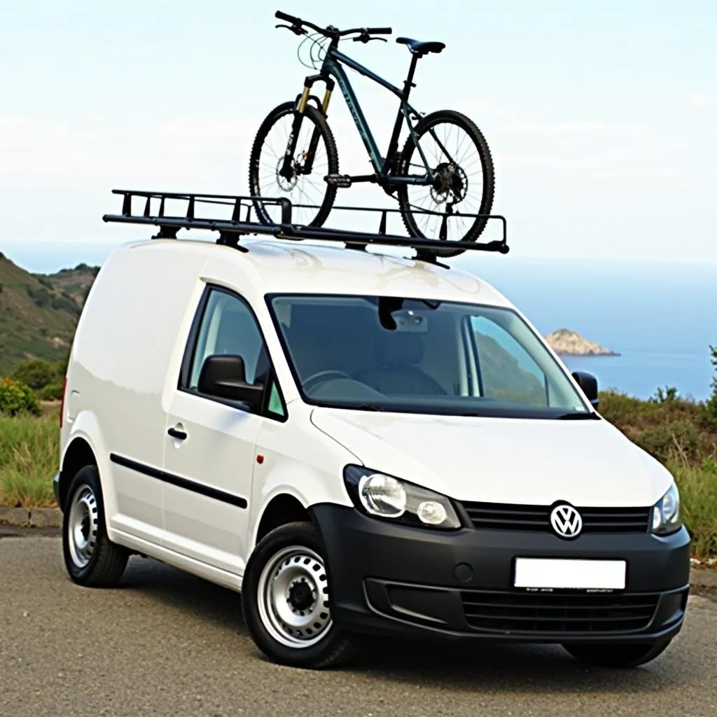 VW Caddy mit Dachreling und Fahrradträger