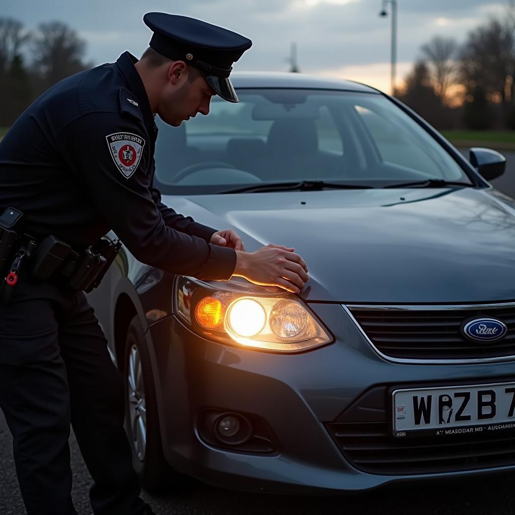 Polizei kontrolliert defektes Abblendlicht