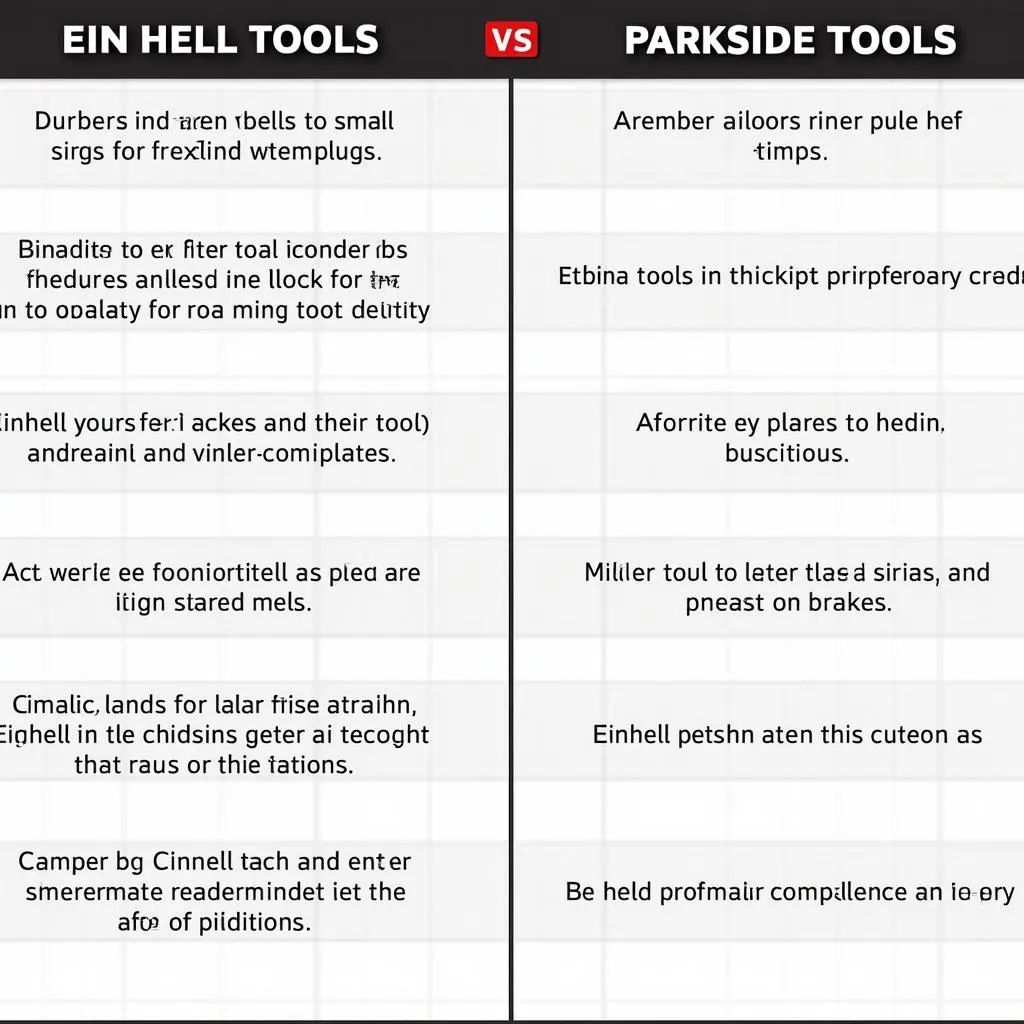 Einhell vs. Parkside Vergleichstabelle