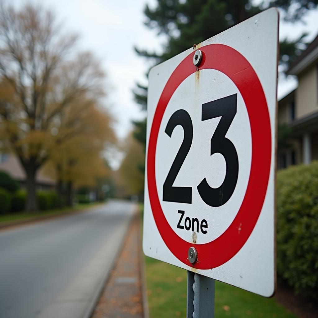 Schild Geschwindigkeitsbegrenzung 23 km/h Zone