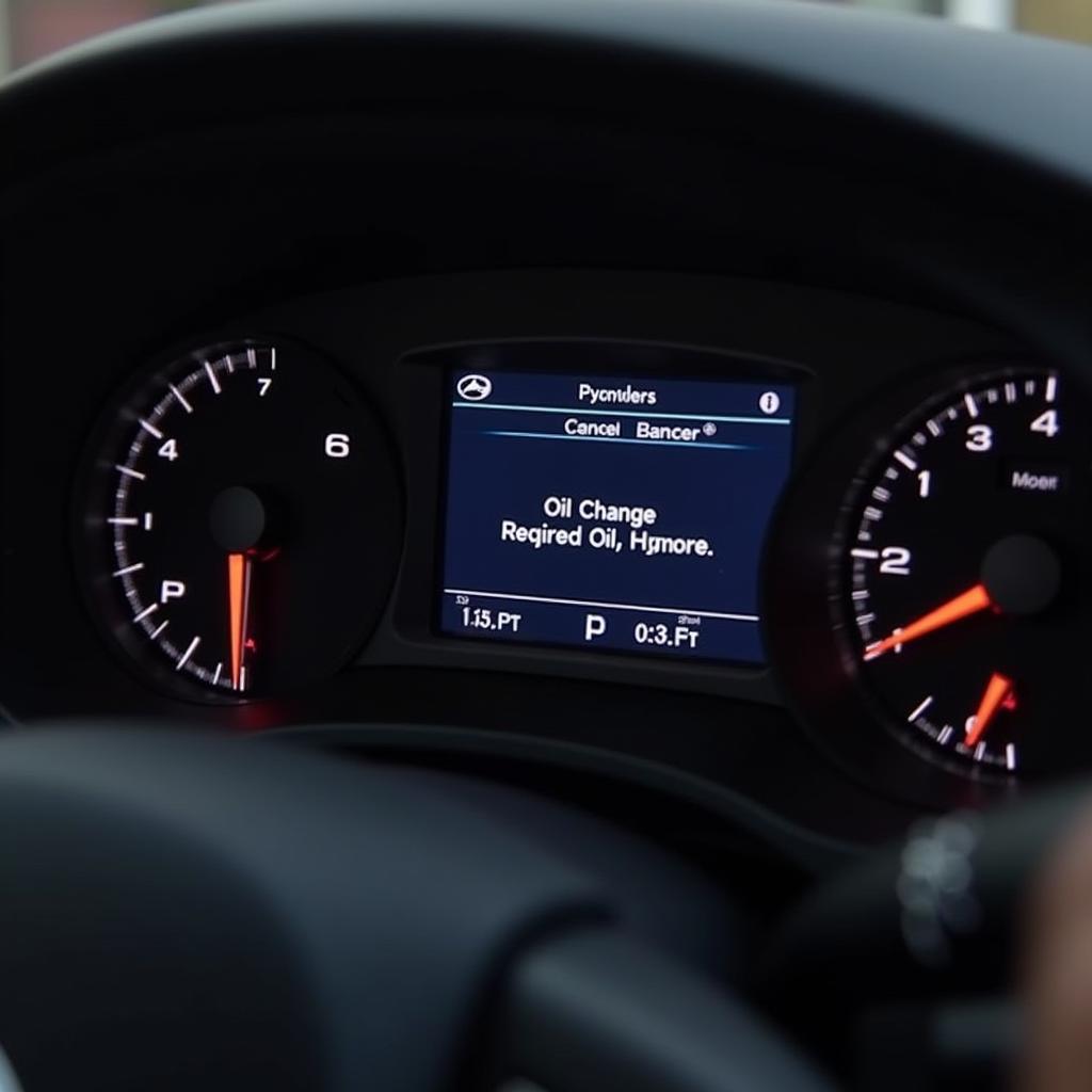 Das Display eines Hyundai i30 zeigt die Meldung "Ölwechsel erforderlich" an.