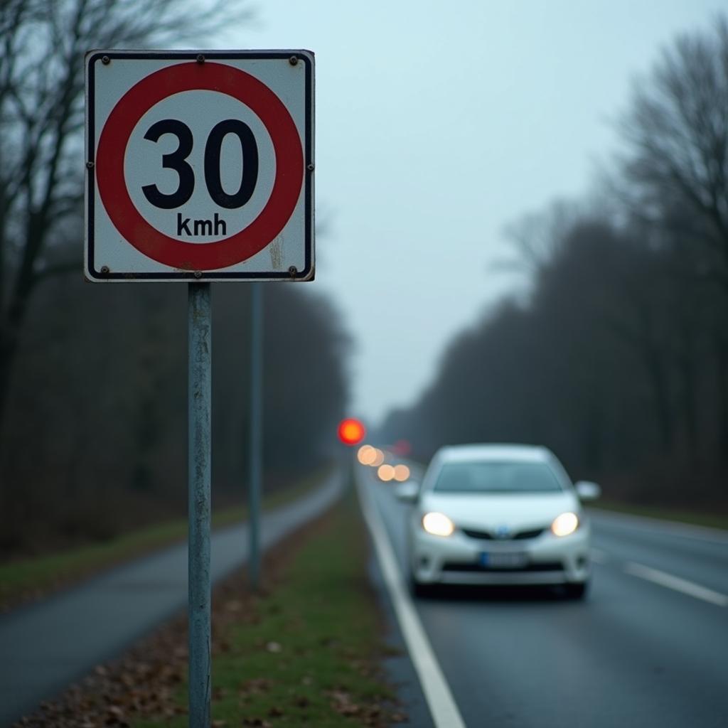 Autofahrer wird von einem Blitzer in einer 30er-Zone geblitzt