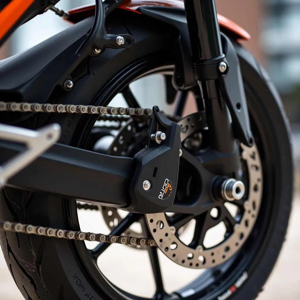 Nahaufnahme wichtiger Verschleißteile an einer KTM Duke 690