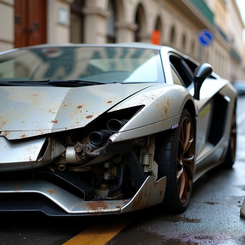 Schäden an einem Lamborghini nach einem Unfall