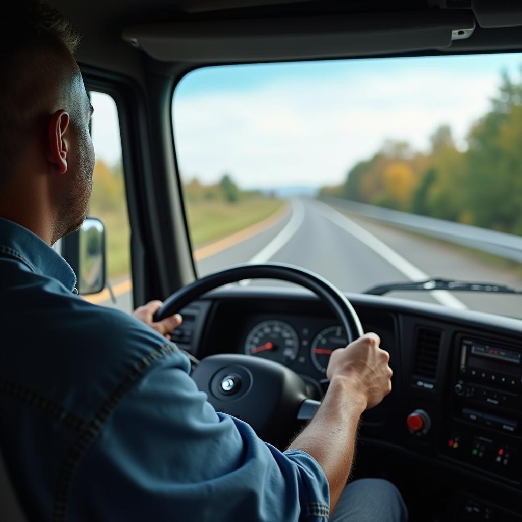 LKW Fahrer im Führerhaus