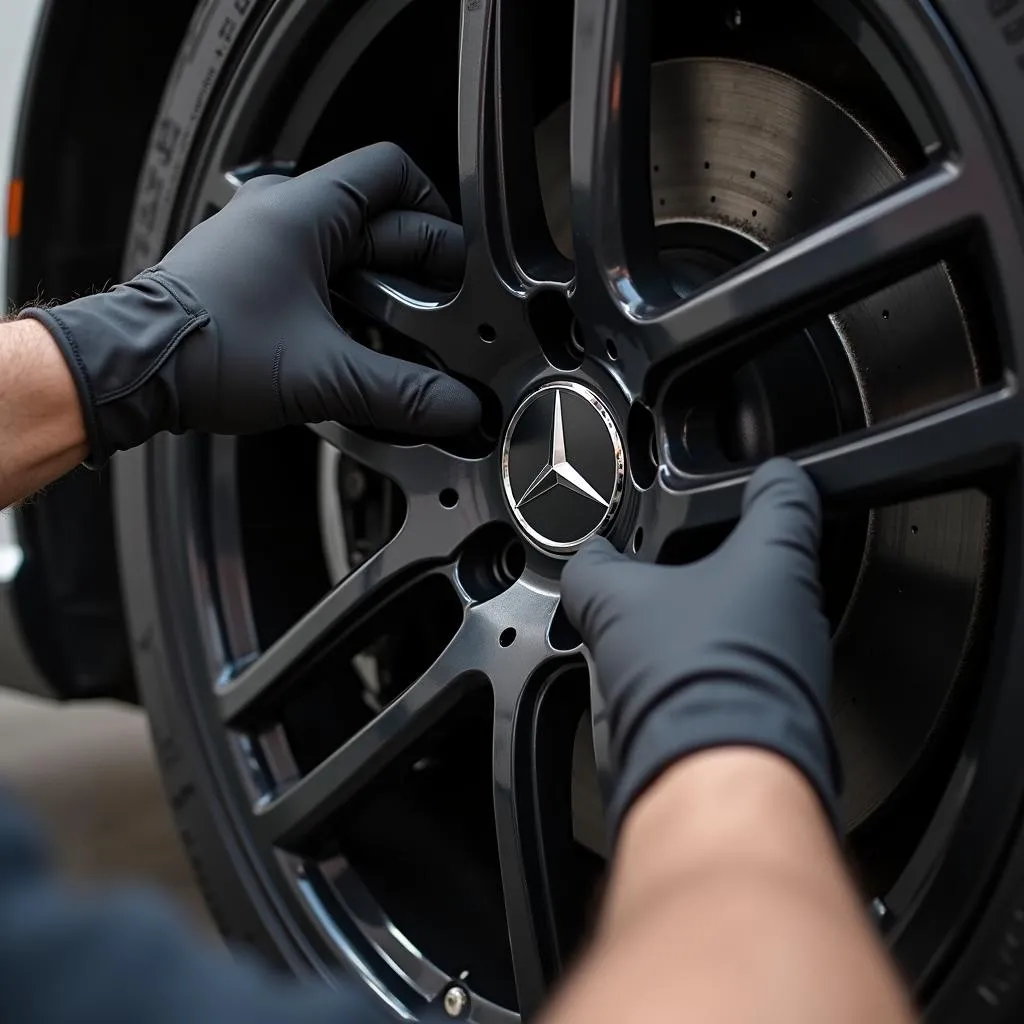 Montage eines Mercedes AMG Nabendeckels