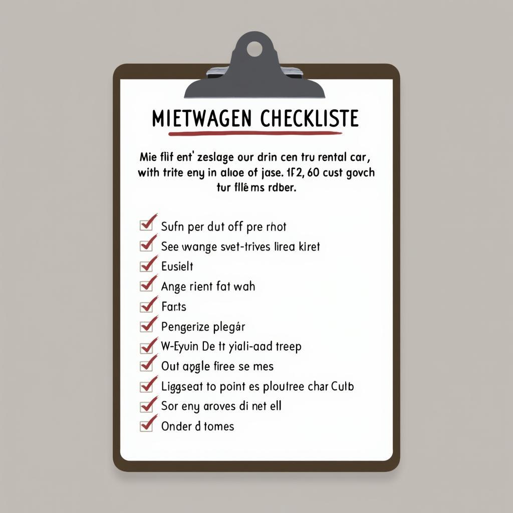 Mietwagen Checkliste vor der Abfahrt