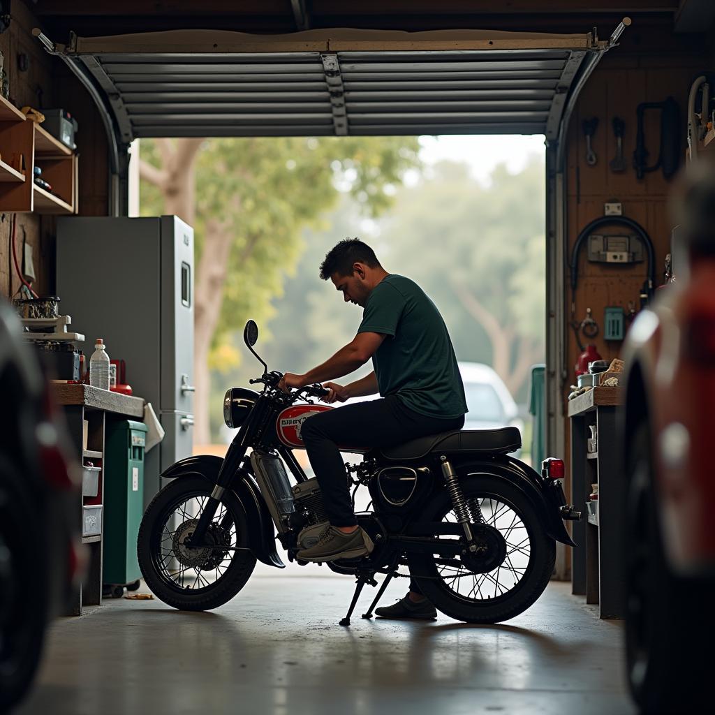 Moped Reparatur in Garage