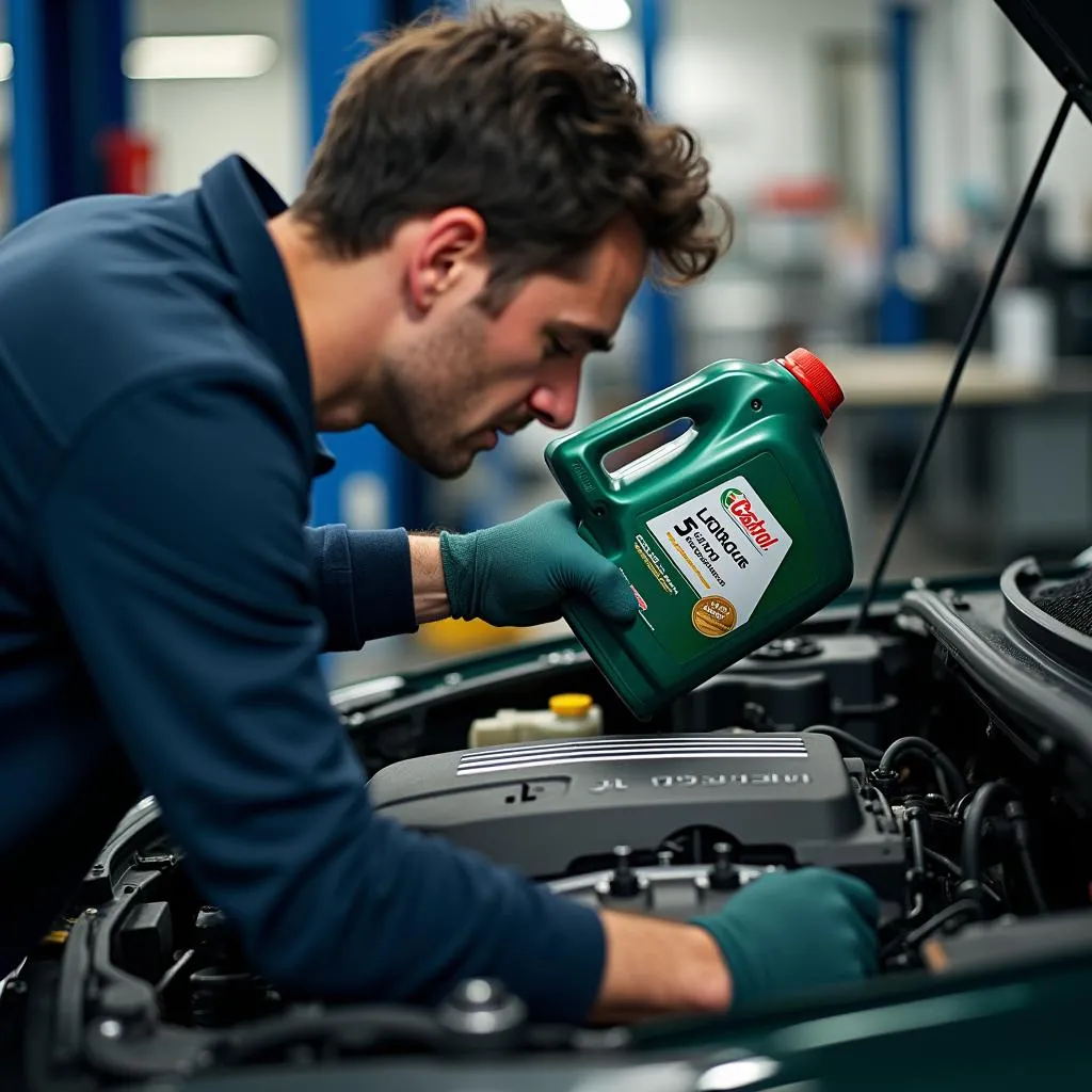 Motorölwechsel in der Werkstatt